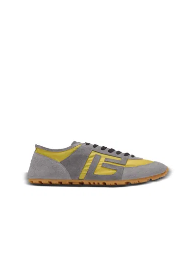 Balmain Racer 45 Sneakers In Suede And Nylon In Yellow