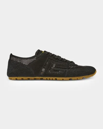 Balmain Racer 45 Suede And Nylon Low-top Sneakers In Black