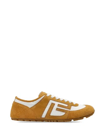 Balmain Racer 45 Suede-panel Sneakers In Yellow