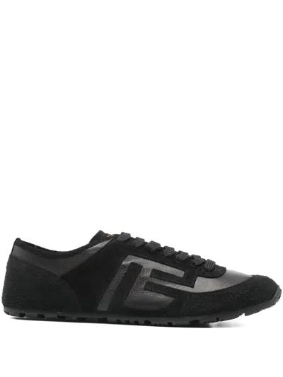 Balmain Racer 45 Sneakers In Lambskin And Suede In Black