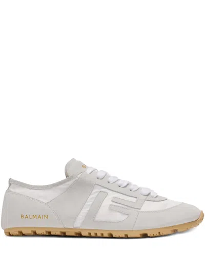 Balmain Racer 45 Trainers In Lambskin And Suede In Brown