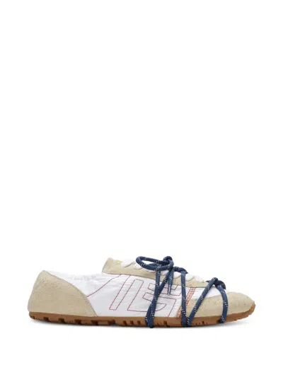 Balmain Racer 45 Trainers In Nylon And Suede In Brown
