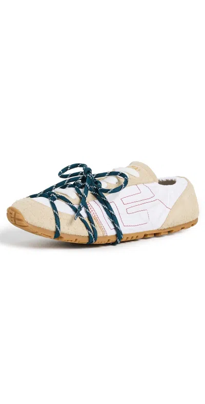Balmain Racer 45-suede Leather & Nylon Sneakers Crème/blanc