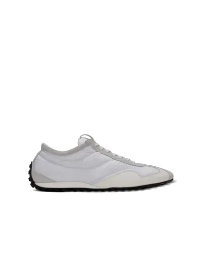 Balmain Racing Low Sneakers In Nylon And Leather In White