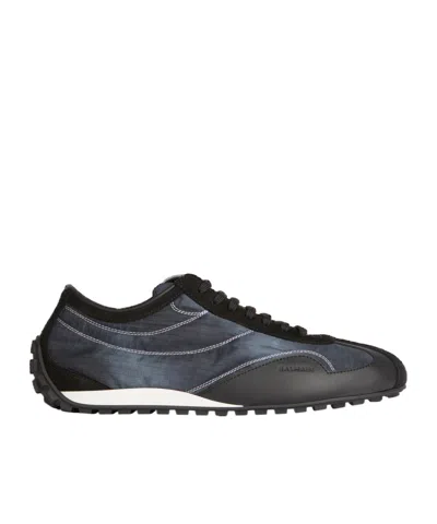 Balmain Racing Low Trainers In Nylon And Leather In Black