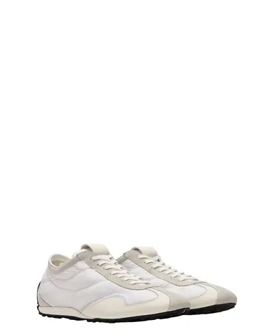 Balmain Racing Low Trainers In Nylon And Leather In White