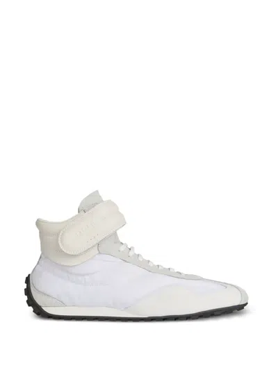 Balmain Racing Mid-top Trainers In Nylon And Leather In White