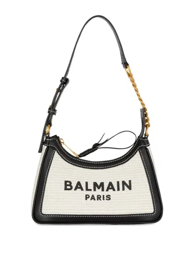 BALMAIN RAFFIA B-ARMY SHOULDER BAG