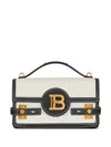Balmain B-buzz 24 Shoulder Bag In Raffia And Calfskin In Neutrals
