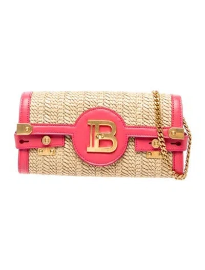 Pre-owned Balmain Raffia Shoulder Bag In Neutral