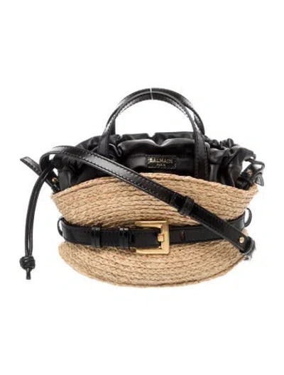 Pre-owned Balmain Raffia Shuffle Mini In Neutral