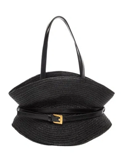 Pre-owned Balmain Raffia Tote In Black