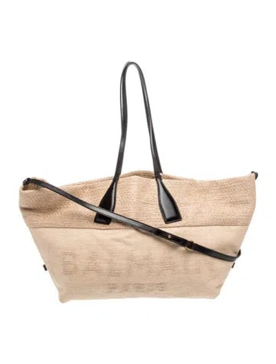 Pre-owned Balmain Raffia Tote W/ Tags In Neutrals