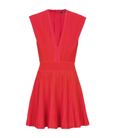 BALMAIN TWO-TONE FLARED KNIT DRESS