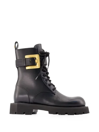 Balmain Ranger Anthem Buckle-strap Ankle Boots In Animal Print