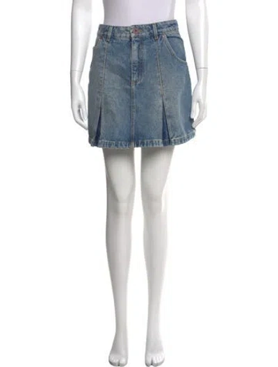 Pre-owned Balmain Raw-edge Trim Mini Skirt W/ Tags In Blue