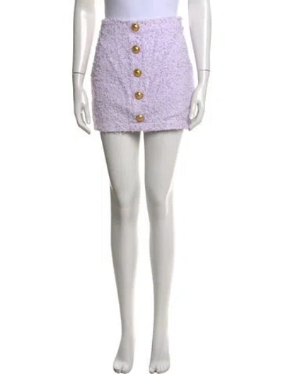 Pre-owned Balmain Raw-edge Trim Mini Skirt In White