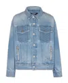 Balmain Collar Zip Jacket With Long Sleeves And Printed Pattern In Blue