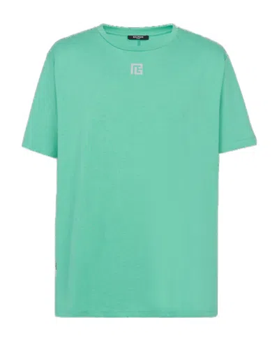 Balmain Rear Logo-print Detail T-shirt In Green