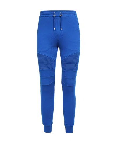 Balmain Rear Logo-print Detail Trousers In Blue