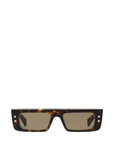 Balmain Rectangle-frame Sunglasses In Brown