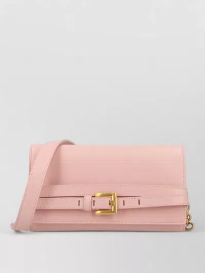 Balmain Rectangular Clutch Bag Buckle Detail Strap In Pink