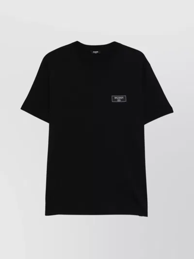 Balmain Couture Label Round Neck Slim Fit T-shirt In Black