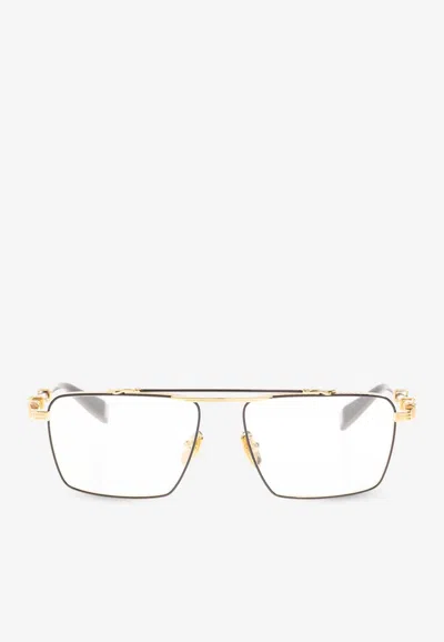Balmain Rectangular Optical Glasses In Gold