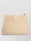 Balmain Rectangular Shoulder Bag Textured Fabric Dual Handles In Neutral