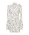 Balmain Redcurrant Jacquard Knit Short Dress In White