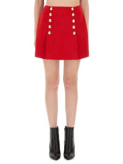 Balmain Red Embellished Mini Skirt
