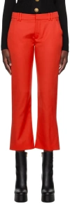 Balmain Grain De Poudre Flared Cropped Trousers In 3kb Rouge Vif
