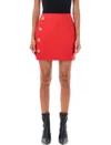 Balmain Button-embellished Wool Mini Skirt - Women's - Virgin Wool In Red