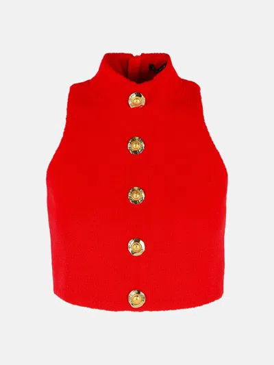 Balmain Red Virgin Wool Top