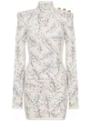 Balmain Redcurrant Jacquard Knit Short Dress In White