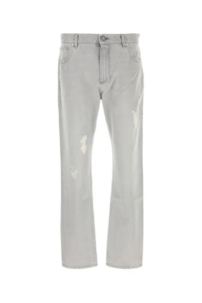 Balmain Straight-leg Denim Pants In Grey