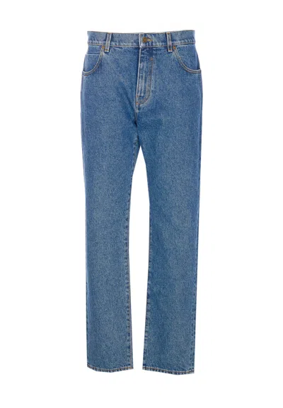 Balmain Regular Denim Pants In Blue