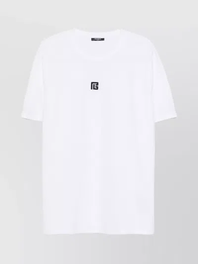 Balmain Regular Fit Crewneck T-shirt With Straight Hem In White