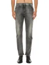Balmain Regular Fit Washed Denim Jeans In Grey