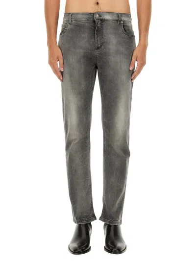 Balmain Regular Fit Washed Denim Jeans In Grey