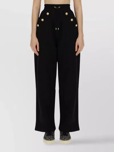 Balmain Regular Fit Jogging Trousers With Gold Detailing In Black