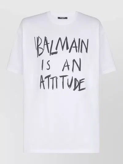 Balmain Regular Fit T Shirt Attitude Print Front In Multi