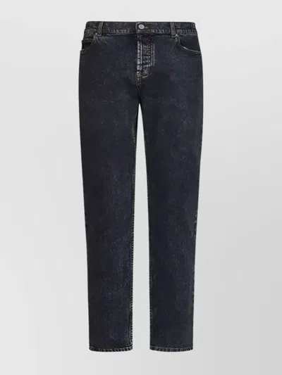 Balmain Regular-leg Mid-rise Denim Jeans With Embossed Logo In Black