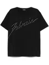 Balmain Men Black T-shirt With Logo Lettering On The Front In Cotton Man In Black