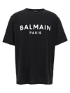 Balmain Black Crewneck T-shirt With Logo Lettering On The Front