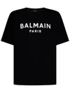 Balmain Black Crewneck T-shirt With Logo Lettering On The Front In Cotton Man