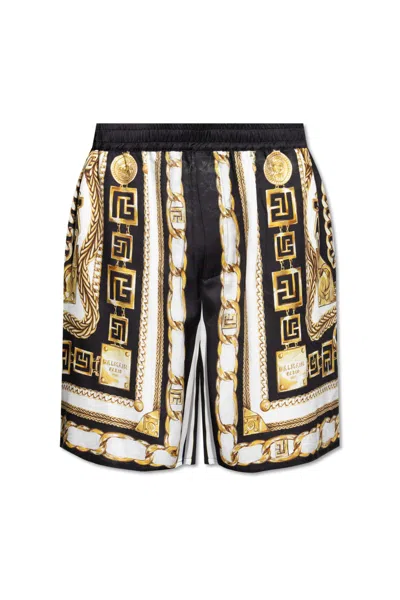 Balmain Relaxed Fit Printed Shorts In Black