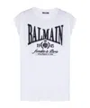 Balmain Sleeveless Crew Neck Nylon Silk Top In White