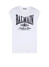 Balmain Sleeveless Crew Neck Nylon Silk Top In White