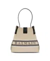 Balmain Women Release Bucket Bag In Canvas And Leather In Neutral